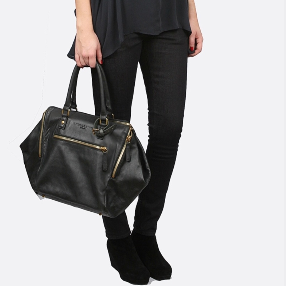 Liebeskind Black Kayla leather trapeze bag.